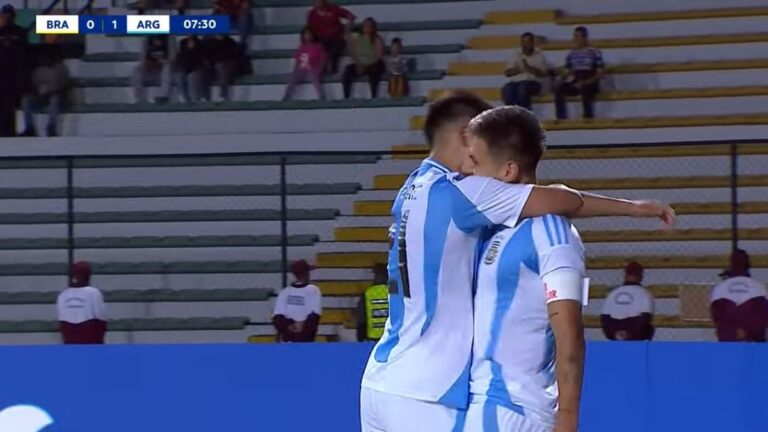 Tres goles en 11 minutos: así fue el primer tiempo de Selección Argentina Sub-20 ante Brasil